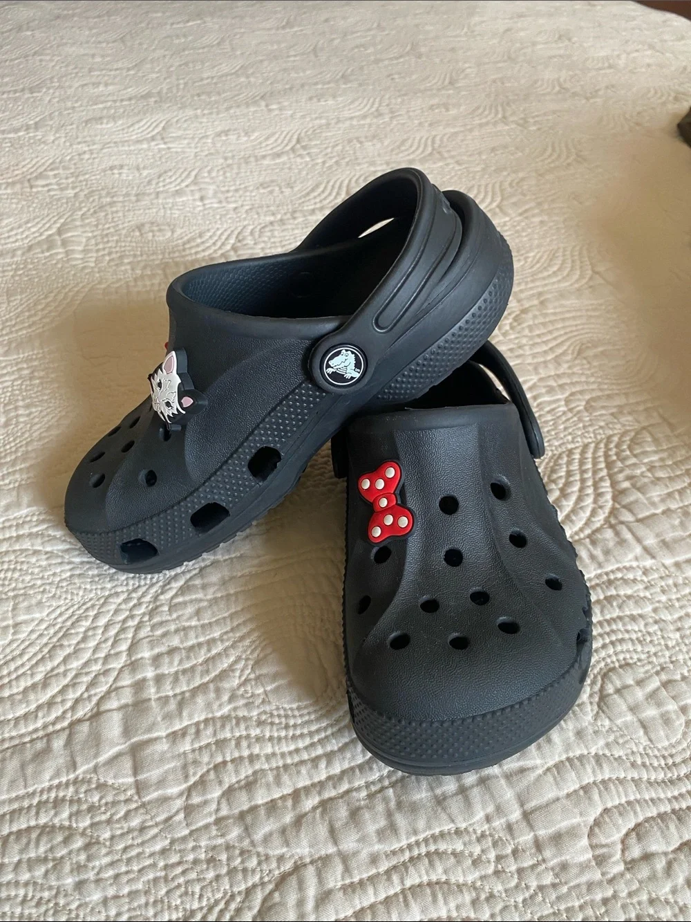 CROCS Kids Black Clog Sandals with Colorful Charms